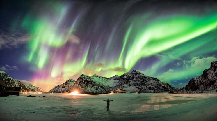 Beautiful shot of the northern lights in Lapland, Finland