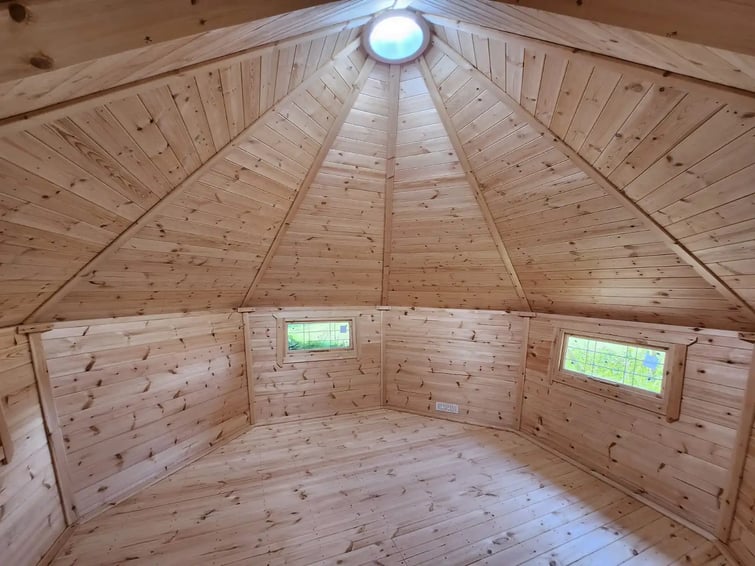 inside of multifunctional log cabin 