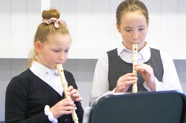 Cabins For Schools - Langar C of E pupils practising music in their music room
