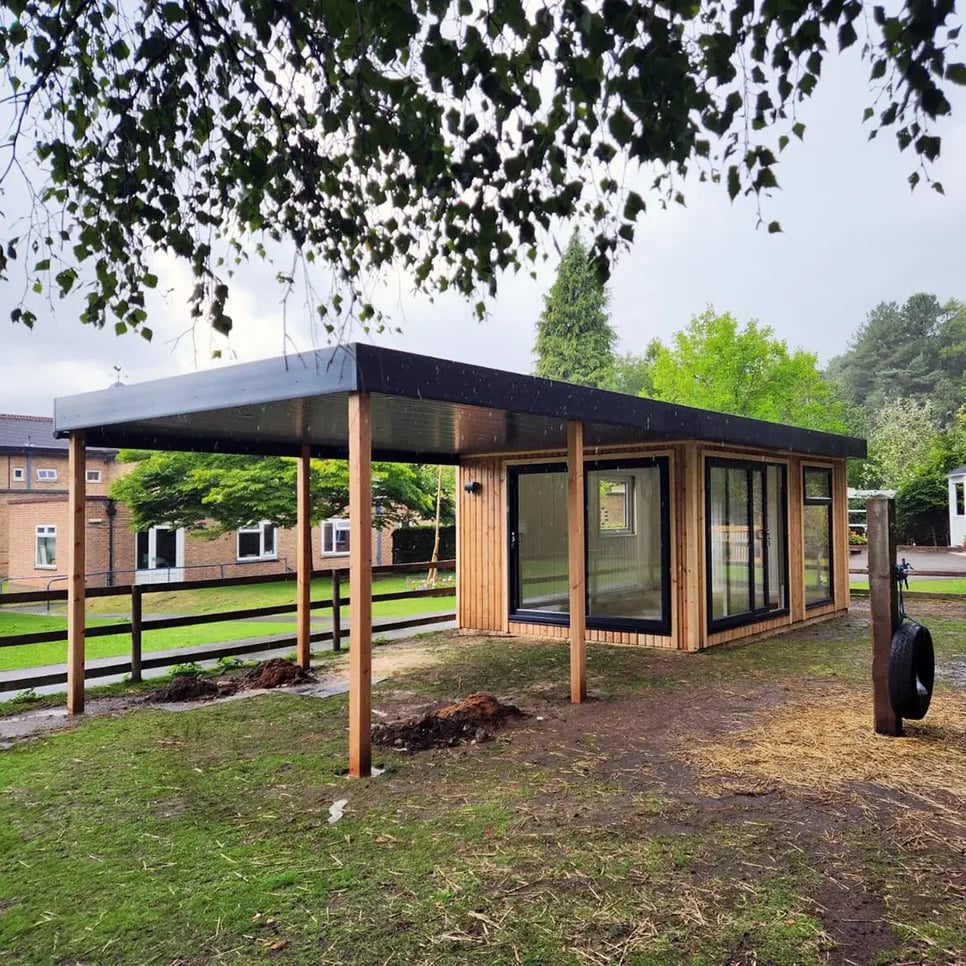 biophilic design of outdoor classroom with a veranda 