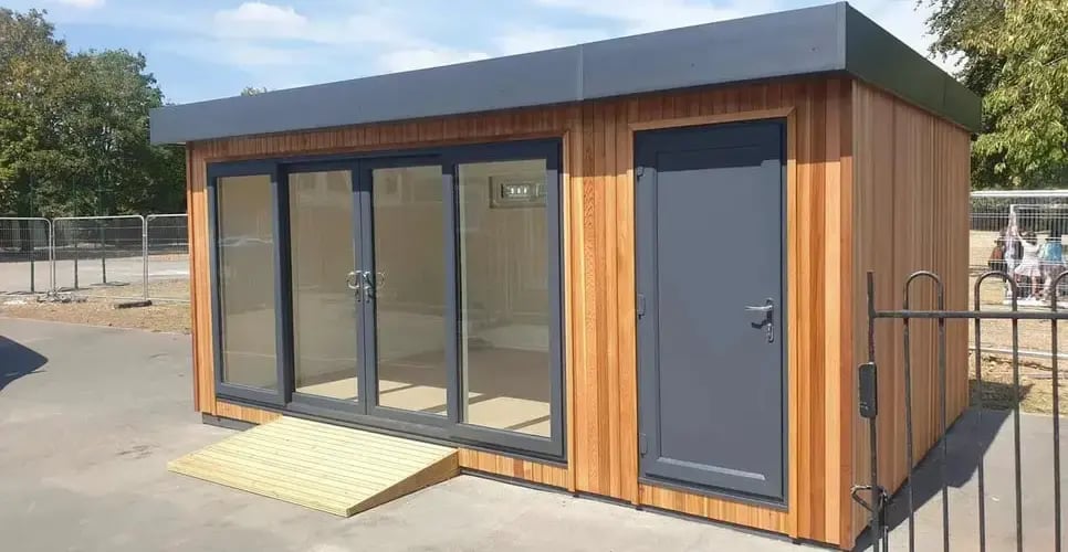 Cabins For Schools - West Bridgford School - 5.5m x 3.5m - Cedar - Toms team_02-966x500