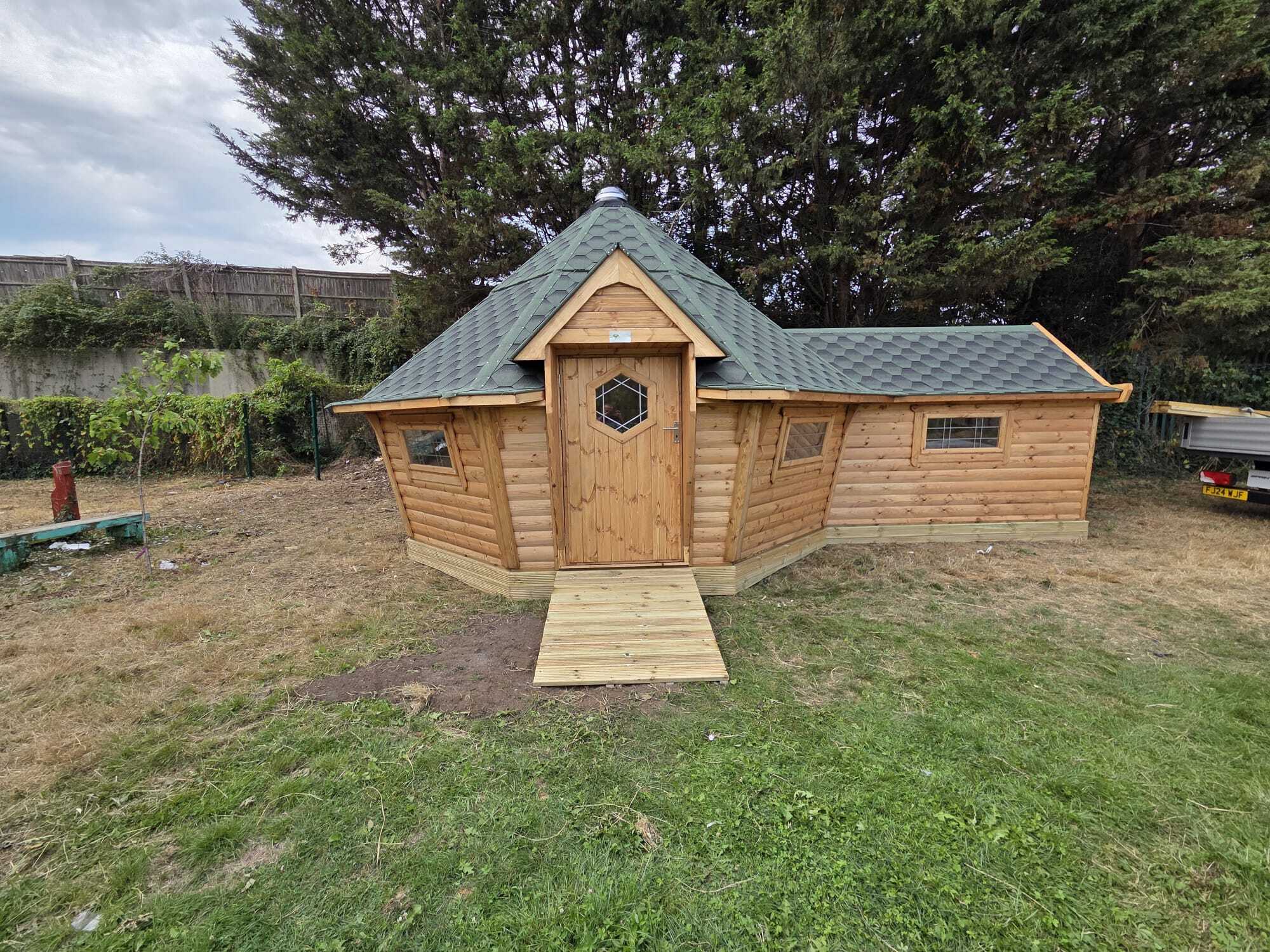 outdoor learning cabin for forest school all year round