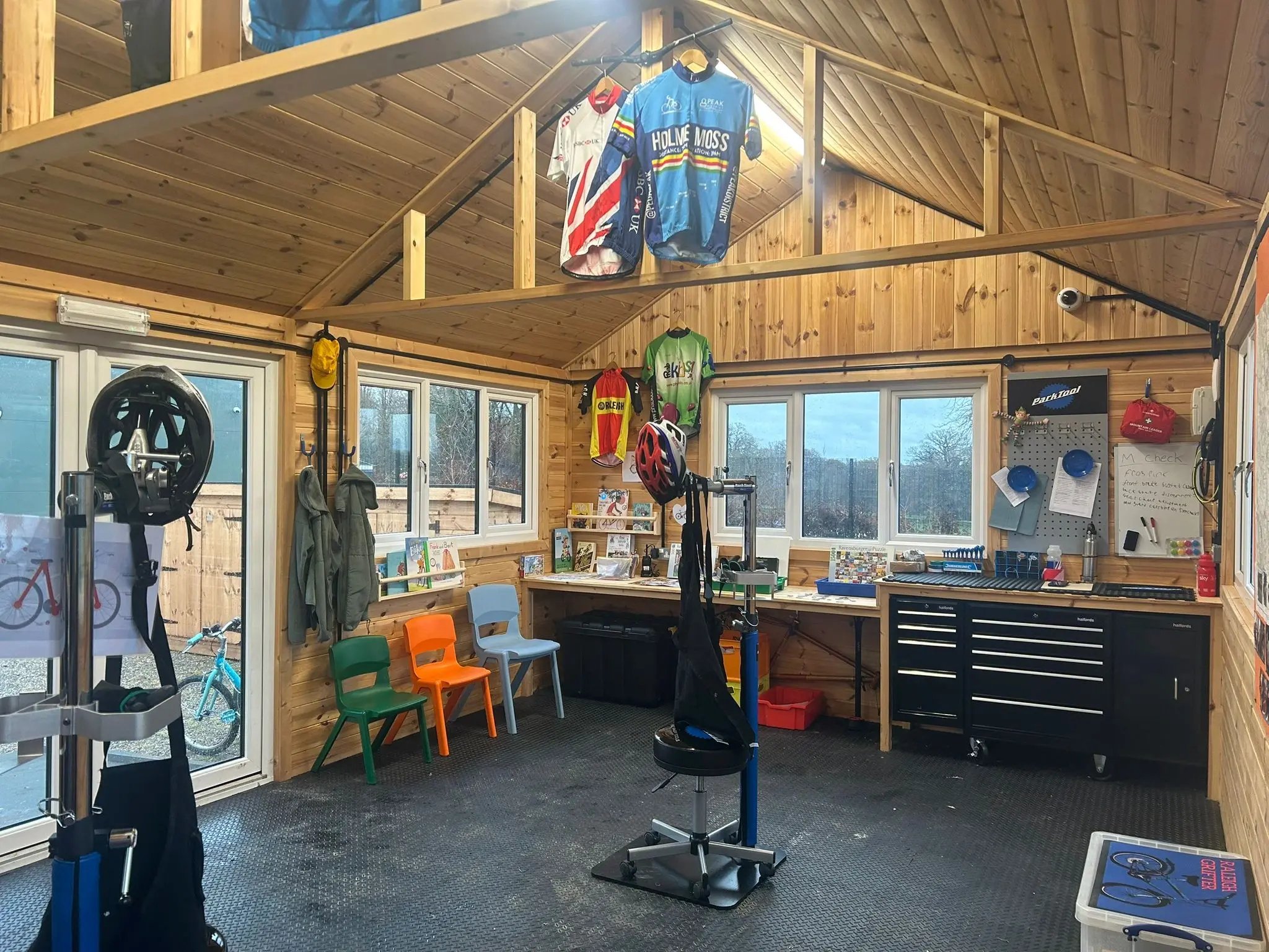 timber bike shed workshop for hands on learning activities away from the traditional classroom environment