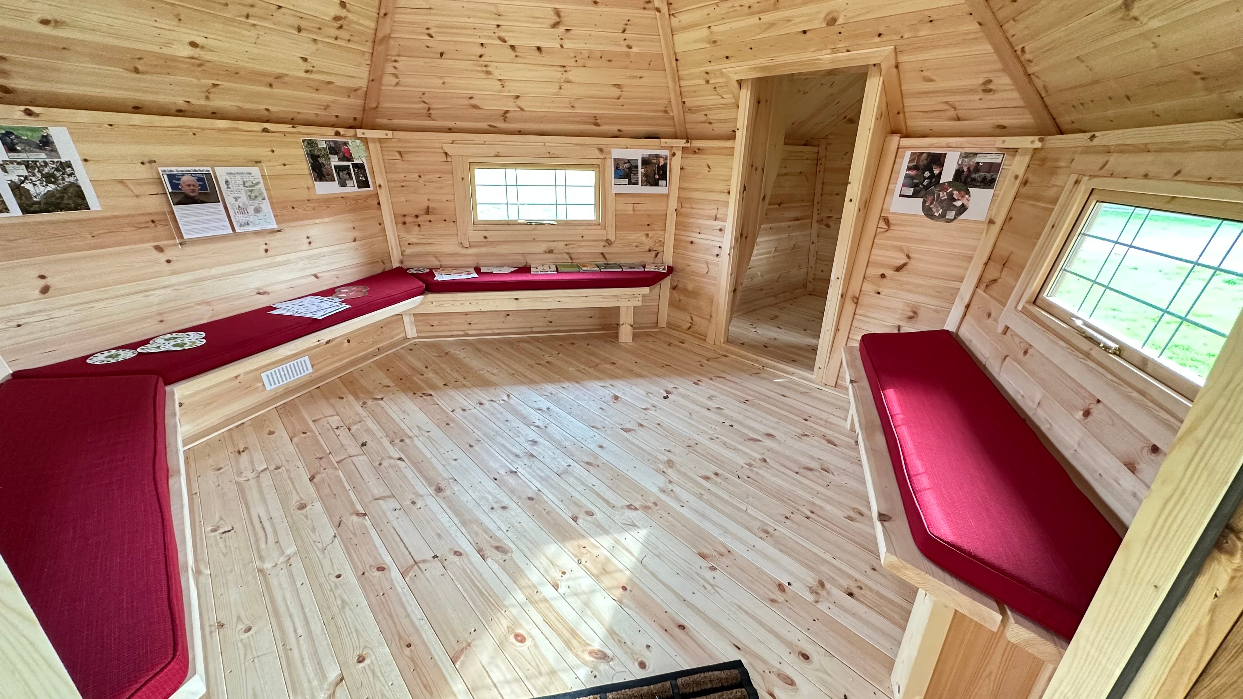 interior of log cabin for forest school or outdoor learning
