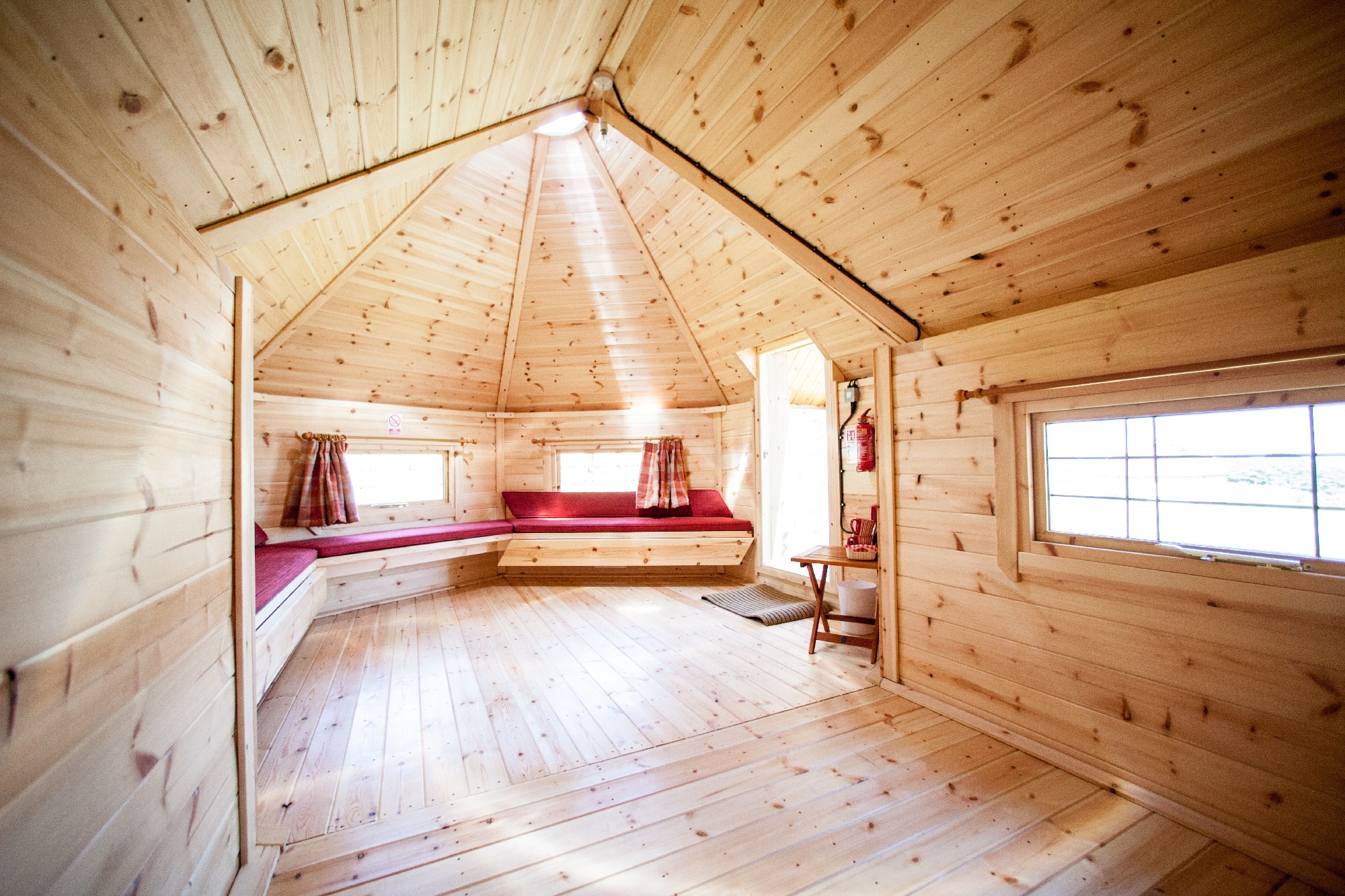 Inside a large timber School Hut