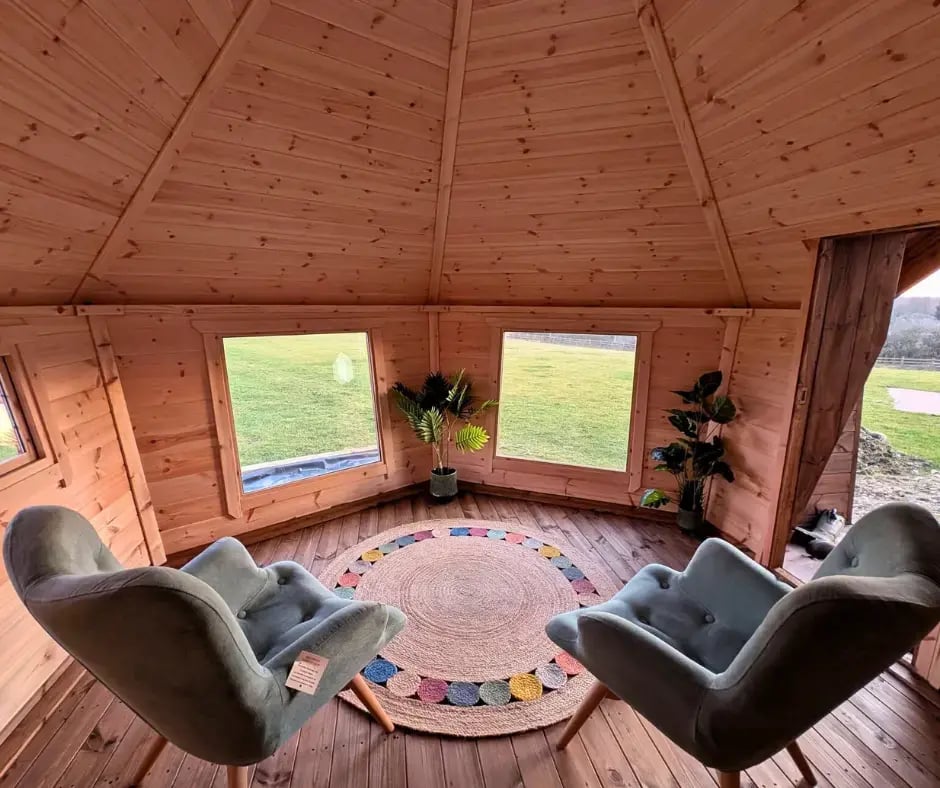 log cabin fir calming mental health support sessions