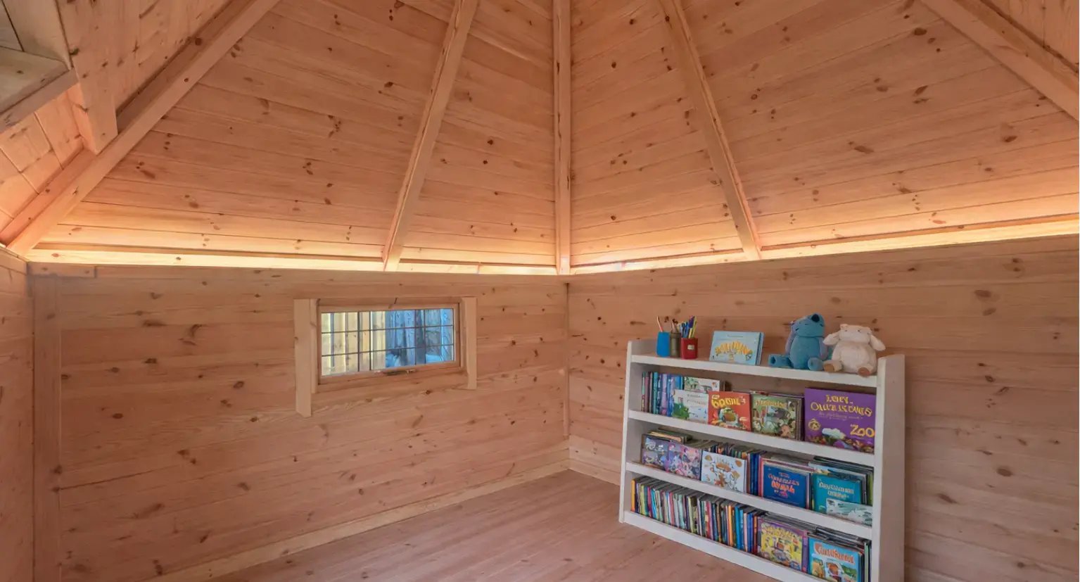 school playground hut with books and resources