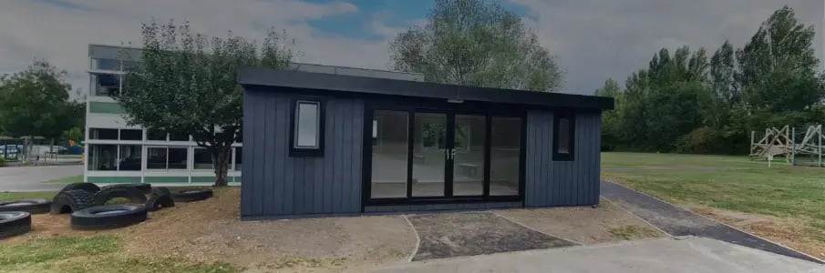 modular classroom on playground